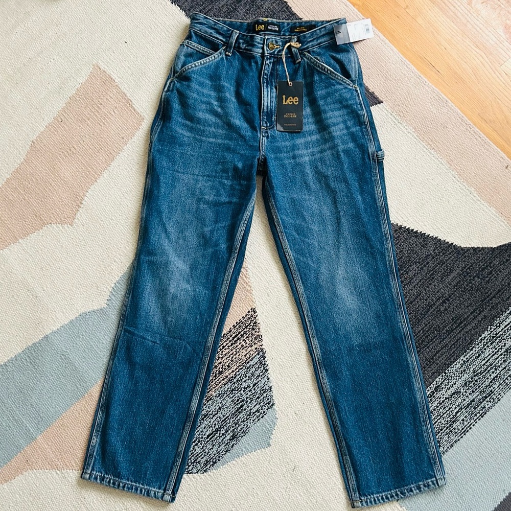 Lee Vintage Modern High Rise Dungaree Ankle carpenter jeans in Ride or Die